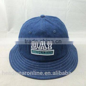 customize new design denim 6 panel bucket hat with 3D embroidery