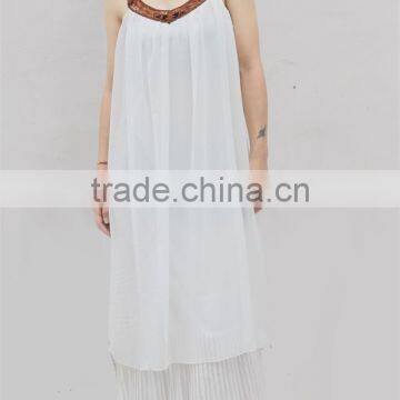 Elegant casual dress white chiffon sleeveless maxi dress