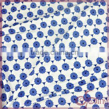 Blue embroidered floral hollow out cotton lace fabric, embroidery design fabric