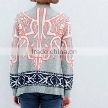 Women Casual Long Thin Cardigan Sweater/Loose National Wind Printing Knitting Sweater photo-2