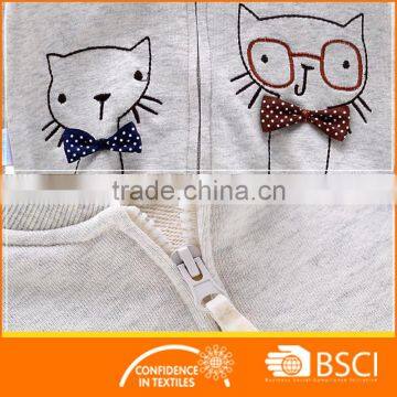 Zipper Front Open Clothing Baby Girl Cute Animal Embroidery Fleece Coat Jackets photo-3