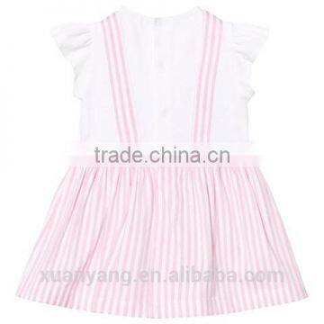 New Arrival Kids Clothes Frocks Design 100% Cotton Pink Stripe Latest Children Girl Dress photo-3