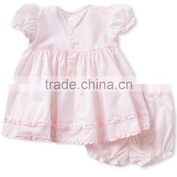 New Design Children Smocked Pink Flower Kids Clothes Wholesale Fashion Boutique Girl Clothing Set photo-2