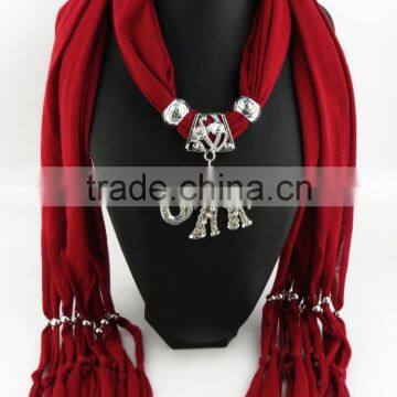 Antique Silver Elephant Pendants Jewelry Scarves Personalized Custom Long Scarves for Young Lady