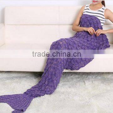 adutls ladies kids fish scale oyster seamaid mermaid knitted blanket