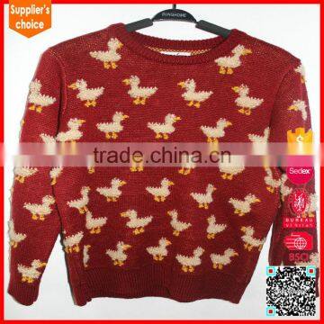 New fashion long sleeves ladies knit pullovers custom jacquard sweater