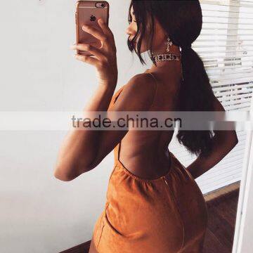 Hollow Out I Ladies Dresses Suede Fabric Fashion Backless Women Sexy Dress photo-5