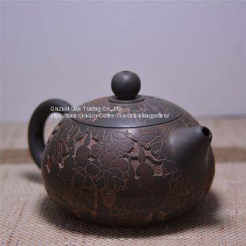 Hot Sale Half Gourd Engarving Nixing Clay Tea Pot Small Tea Pot Similar With Matte Color photo-3