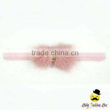 Wholesale Korean Style Plain White Golden Ring Top Baby Girl Hairy Thin Elastic Headband photo-3