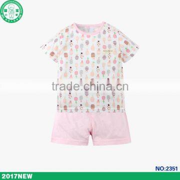 Short sleeve pineapple pattern baby clothes set wholesale high quality children clothes set