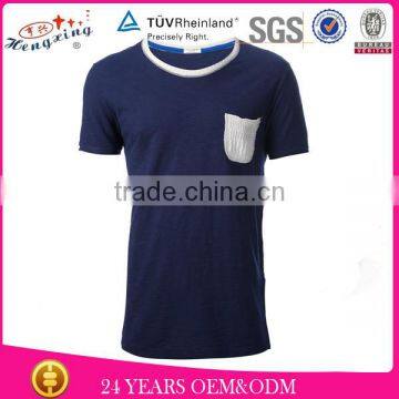 2015 Fashion Collar Pocket Men 95% Cotton 5% Elastane White T-shirt photo-2