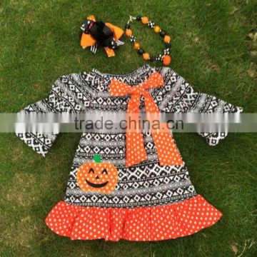 girls Halloween dress black Halloween cheap dress kids boutique dress girls party dress with necklace and hairbow