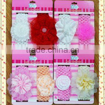 Multi-style Flower Plain Baby Girl's Headband Set for Baby Gift photo-3