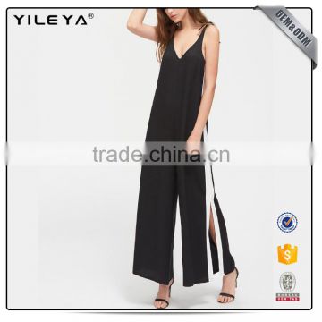 2017 Ladies Classic High Leg Slit Chiffon Wide Length Jumpsuit