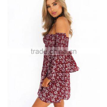 High Quality Styles Floral Off-Shoulder Dress Latest Dress Patterns Ladies for Wholesale photo-2