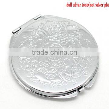 Wholesale Silver Tone Carved Make Up Compact Mirror photo-3