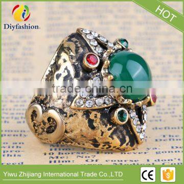 New Antique Rings For Women Fashion Accessories Antique Gold Green Stone Crystal Fine Finger Ring Female Jewelry photo-2