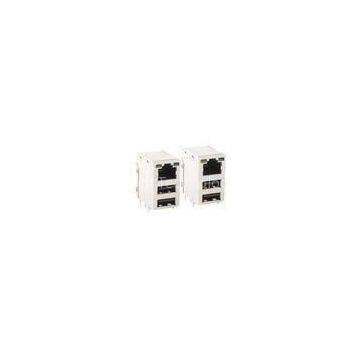 Copper Alloy PBT IEEE 802.3 dual network rj-45  Jacket cat6 pcb Connectors