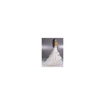 High Quality Taffeta Lace Material Appliqued Beaded Ruched Bridal Wedding Gown Custom Made photo-2