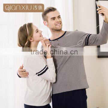 Best Price Qianxiu Long Sleeved Stylish Knit Cotton Couple Men Comfort Pajama photo-6