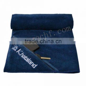 with customized embroidery logo zipper pocket towels