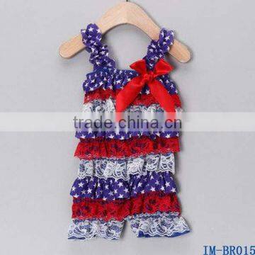 Boutique Baby Girls Lace Tiered Ruffles Rompers for 4th of July IM-BR015