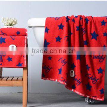 Red and Blue Color Dye Yarn Jacquard Cotton Face Towel/hand Towel/ Bath Towel