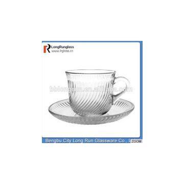 LongRun glassware wholesale glass tea cup and saucer