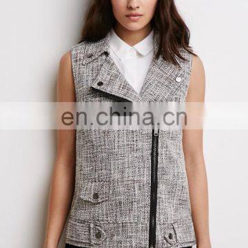 New Arrival Ladies Office Wear Clothing Off-center Zippered Front Women Vest