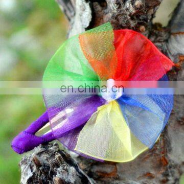 Chiffon Rainbow Snap Clip Hair Pin For Baby Kids Festival Fashion Photo Prop