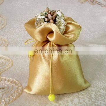 Cheap colorful silk candy gift bags with decoration