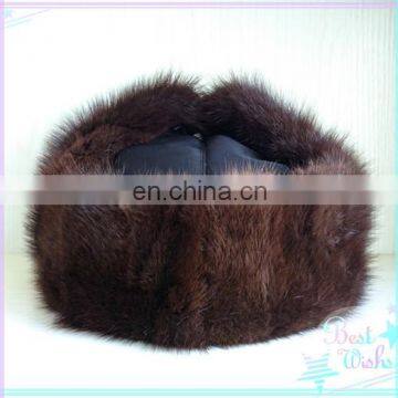Muskrat Fur Trapper Hat With Cloth Top for Winter Wear photo-2