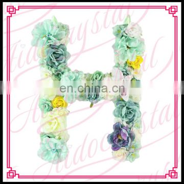 Aidocrystal cheap artificial green yellow hydrangea rose flower letter H home wall decor letters