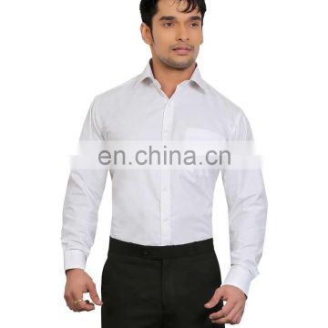 Graceful White Poly Cotton Regular Fit Full Sleeves Shirt For Men