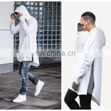 wholesale elongated hoodies - white marble printing/ elongated hoodies cut style side zipper