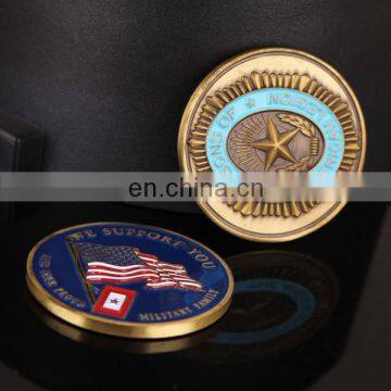 antique style American flag 3D challenge coin