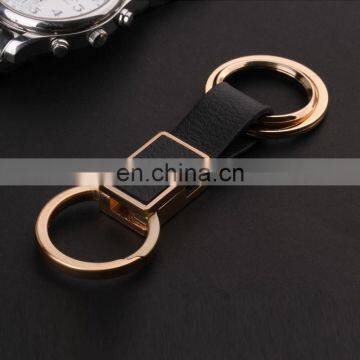 popular style embossed logo black leather keychain for business promotional gift