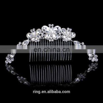 Elegant Crystal Tiara Butterfly Headwear Hair Comb Decorated With Flower