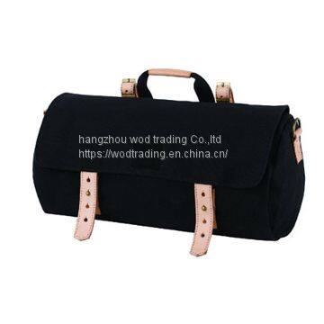 waterproof canvas bicycle bag with leather