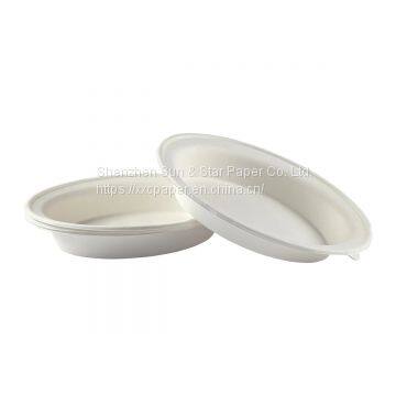 Disposable Oval Bowls: 32 OZ. Compostable Heavy Molded Fiber Oval Bowl SS-SBB832