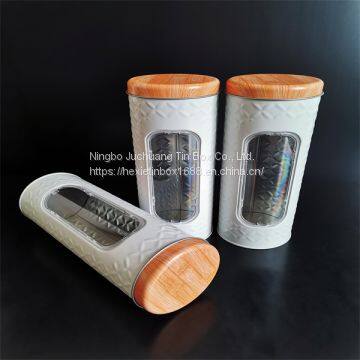 With Window D85H225 Red / White Color Noodle Jar Square Tin Box PVC Customized Size photo-4