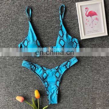 2019 New Sexy Snake skin Triangle Bikini Swimwear Women Underwire Push UP Bikini Set Swimsuit Bathing Suit Beachwear Maillot De