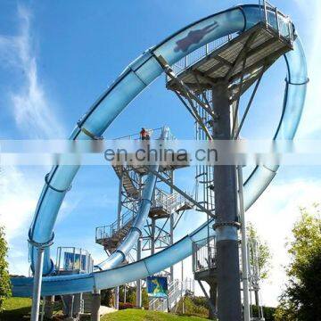 Transparent Fiberglass Slide For Resort Large Water Tube for Water Park Loop Slide In Water Parks