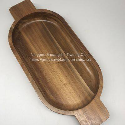 Acacia Wood Tray With Handles photo-2