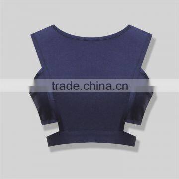 Summer Dress 2016 New Fashion Ladies Navy Rayon Knitted Stretch Sleeveless Sey Bandage Bustier Crop Tops Bandage Bodycon Women W