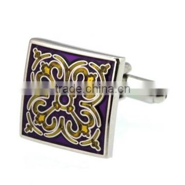 Men's Cufflinks Yellow Purple Silver Cuff Lins for Shirt 17mm M3437