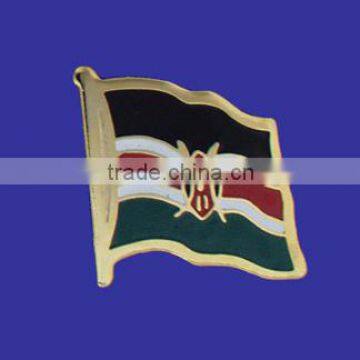 Custom design high quality cloisonne hard enamel filled USA Kenya World Flag Lapel Pin