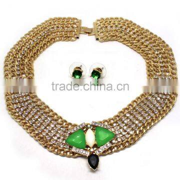 Newest Fashion 2015 High Quality Set Jewelry Wholesale Dubai Gold Jewelry Set Imitation Diamond Jewelry Set photo-3