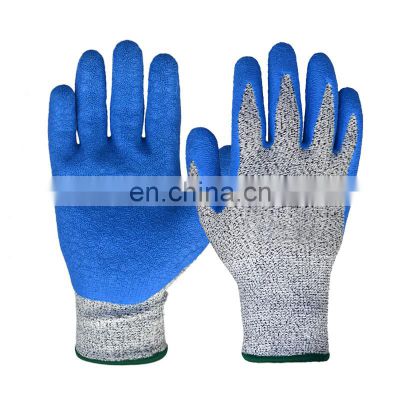 Cut Resistant Gloves with High Abrasion Resistant Crinkle Latex Coating