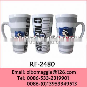 Wholesale Conic Wolrd Cup 2014 Designed Stoneware Coffee Mug for Daily Use